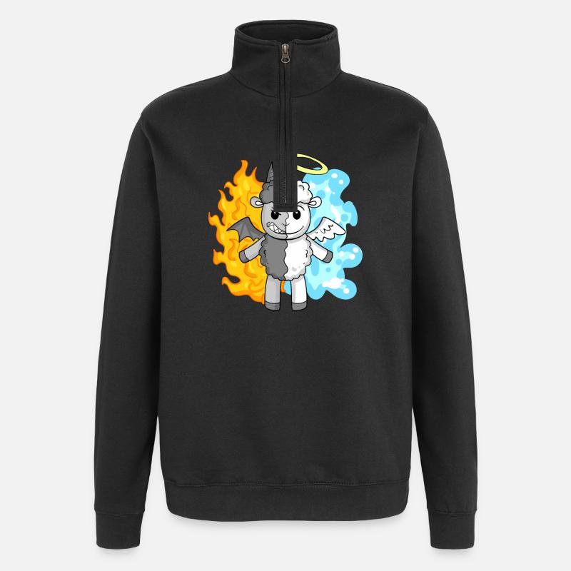 Schaf - Engel und Teufel - Quarter-Zip-Sweatshirt - Schwarz