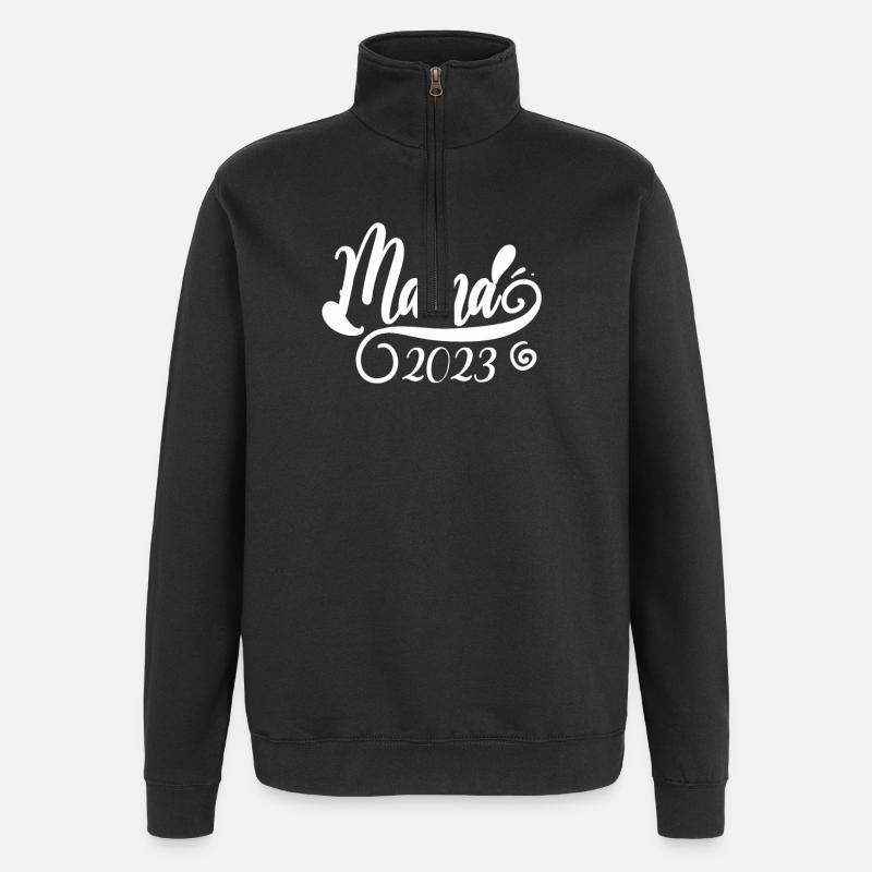 Maman 2023 Mère Grossesse Enceinte - Sweat à zip 1/4 - noir