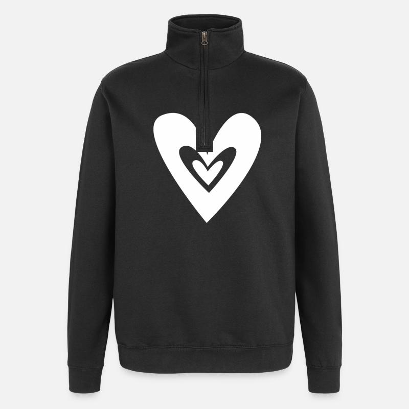 Cœurs - Sweat à zip 1/4 - noir