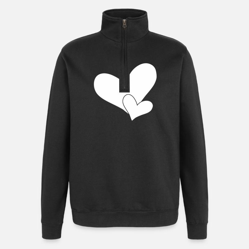 Cœurs - Sweat à zip 1/4 - noir