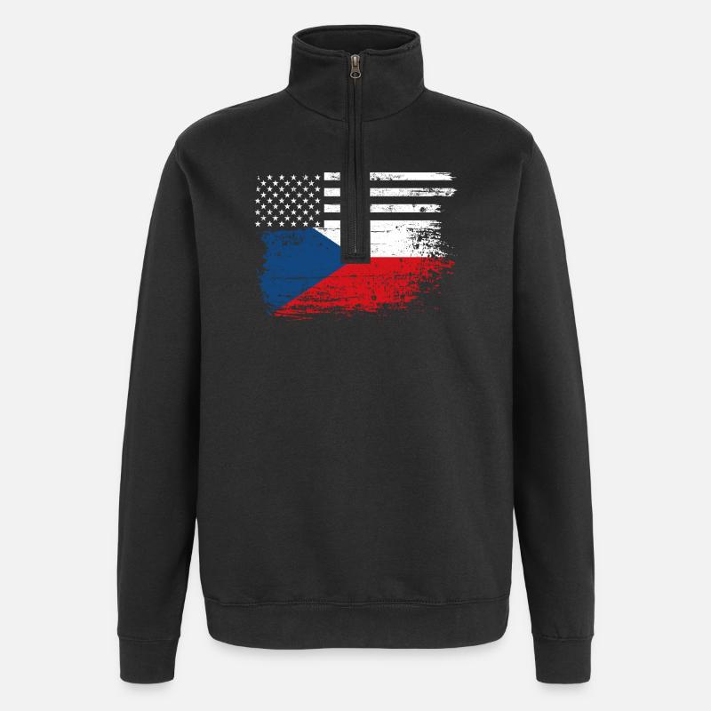 Drapeau Fusion US Tchèque - Sweat à zip 1/4 - noir