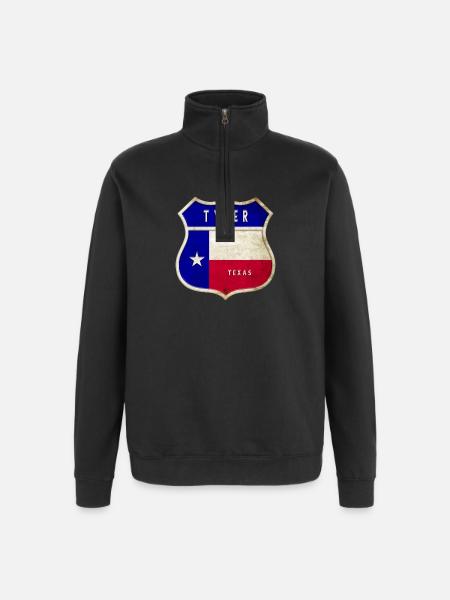 Tyler Texas crest flags design - Quarter-Zip Sweatshirt - black