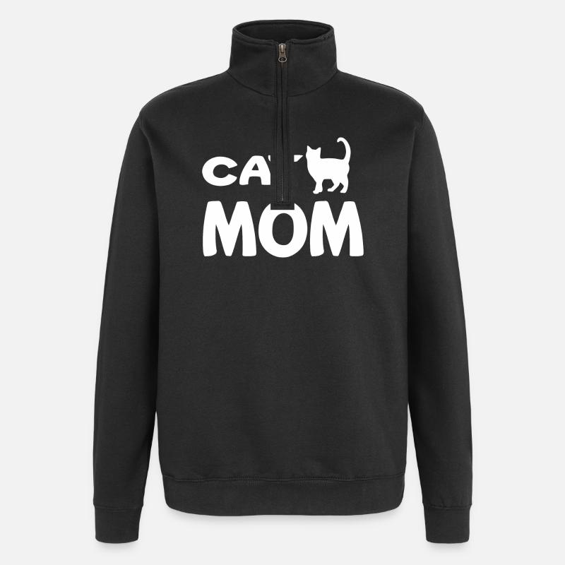 Cat Mom - Sweat à zip 1/4 - noir