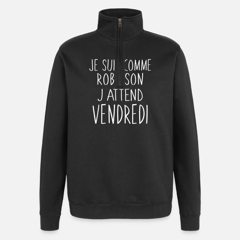 Robinson Attente Vendredi - Sweat à zip 1/4 - noir