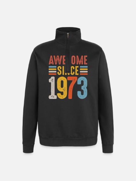 Awesome Since 1973 Retro Badge - Quarter-Zip Sweatshirt - black