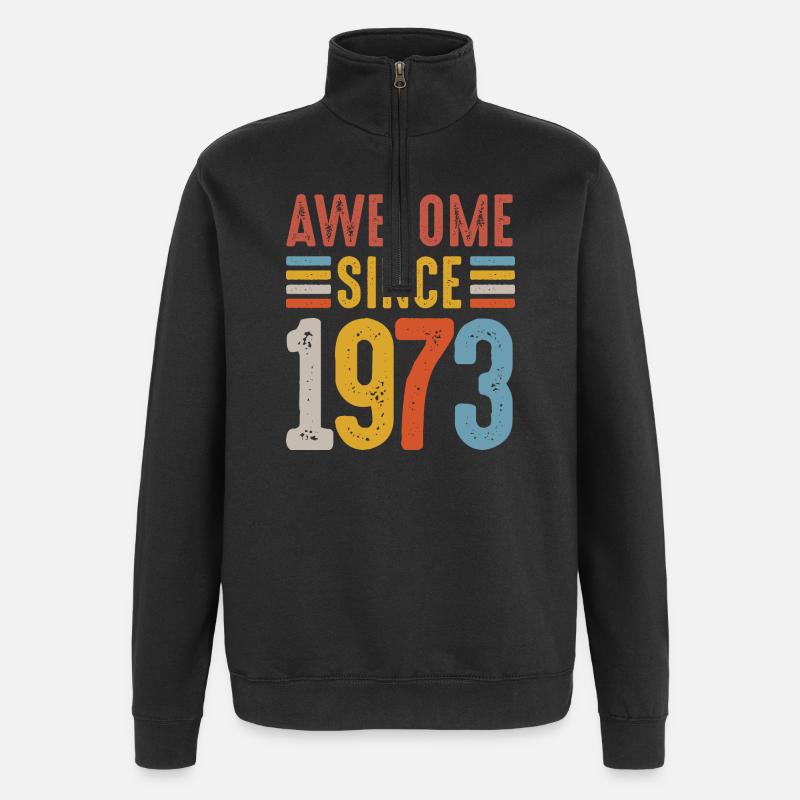 Génial depuis 1973 Badge rétro - Sweat à zip 1/4 - noir