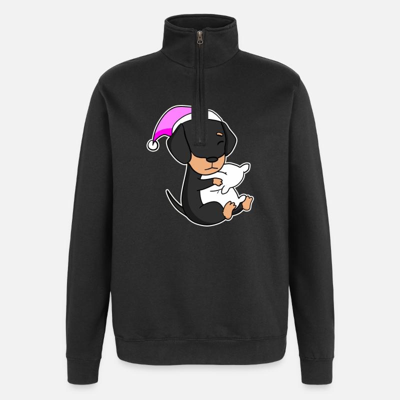 Chien Race de chien Teckel - Sweat à zip 1/4 - noir
