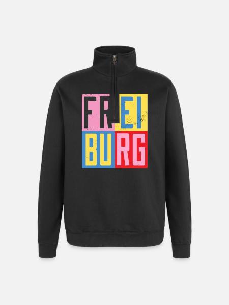Freiburg Städte Design - Quarter-Zip-Sweatshirt - Schwarz