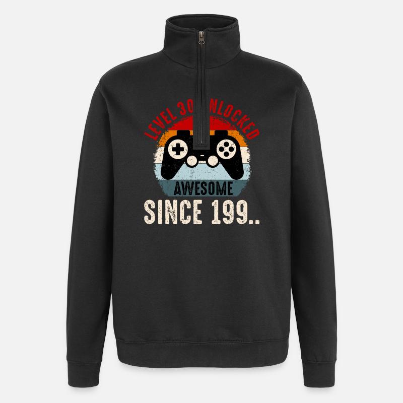 Manette rétro débloquée niveau 30 - Sweat à zip 1/4 - noir