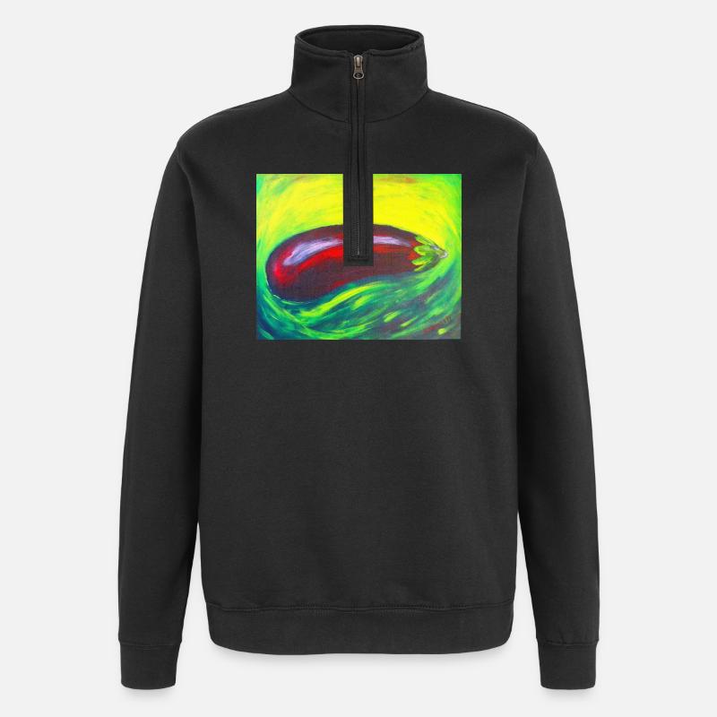 Abstrakte Auberginen Kunst - Quarter-Zip-Sweatshirt - Schwarz
