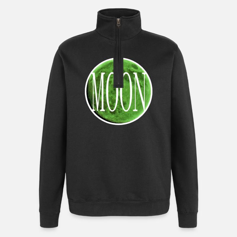 Inset - Emerald Green Moon - Quarter-Zip Sweatshirt - black