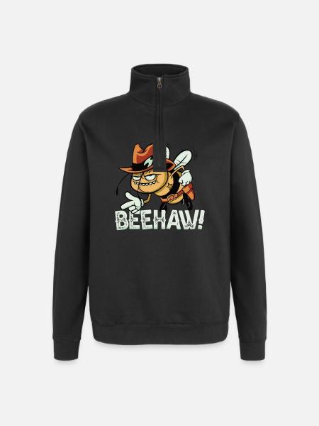 Beehaw Bee with Cowboy Hat Yeehaw - Quarter-Zip Sweatshirt - black