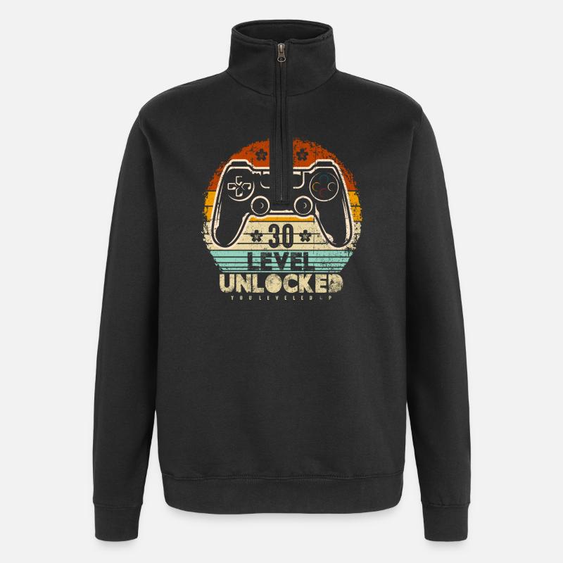 Dreißig entsperrter Retro-Controller - Quarter-Zip-Sweatshirt - Schwarz