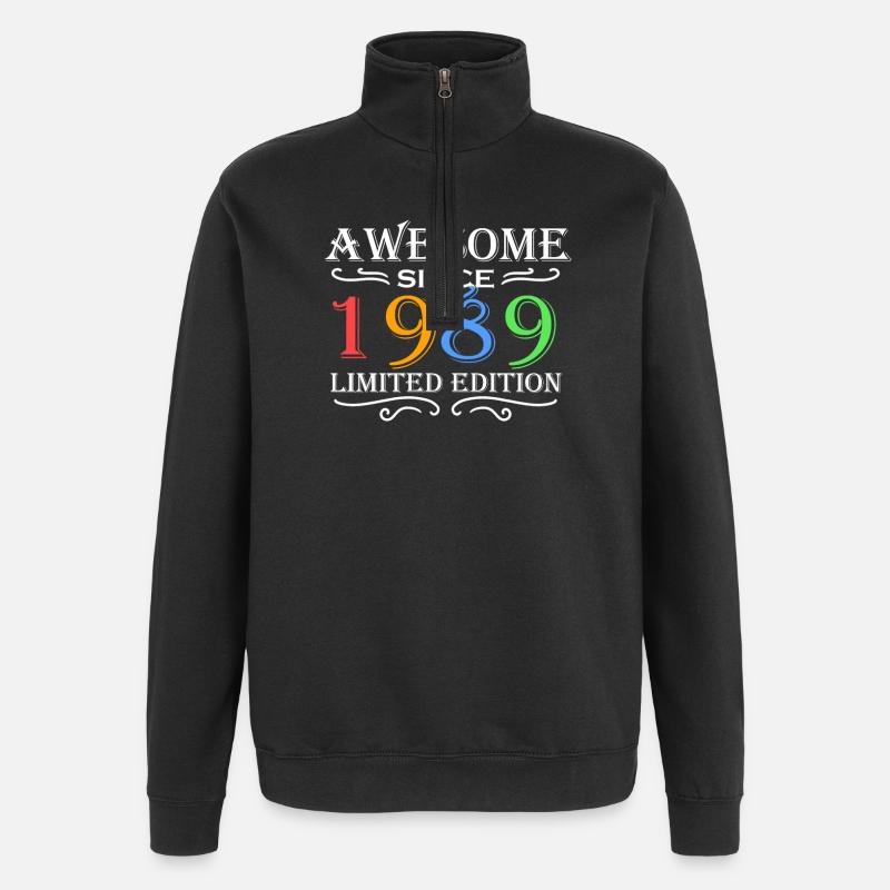 1989 - Born 1989 - Quarter-Zip Sweatshirt - black