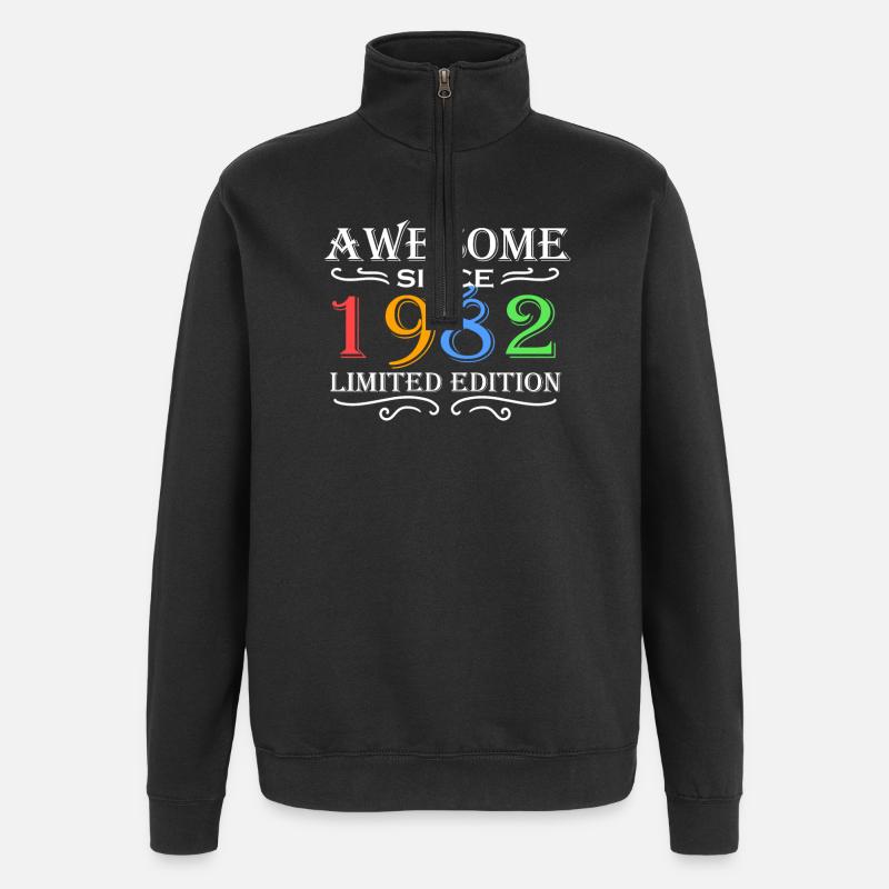 1982 - Jahrgang 1982 - Quarter-Zip-Sweatshirt - Schwarz