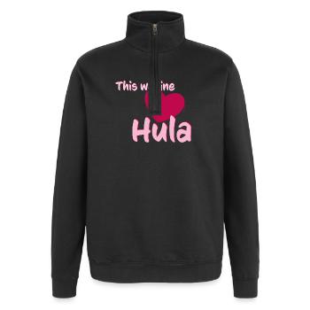 Wahine loves Hula - Quarter-Zip-Sweatshirt - Schwarz - Vorne - AI Model Female 172 light (172cm) & AI Model Male 178 dark (178cm)