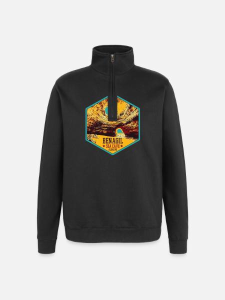 Famous Benagil Sea Cave, Algarve Portugal - Quarter-Zip Sweatshirt - black