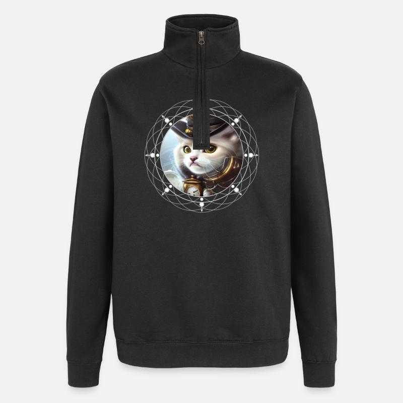 Süßes Steampunk-Kätzchen - Quarter-Zip-Sweatshirt - Schwarz