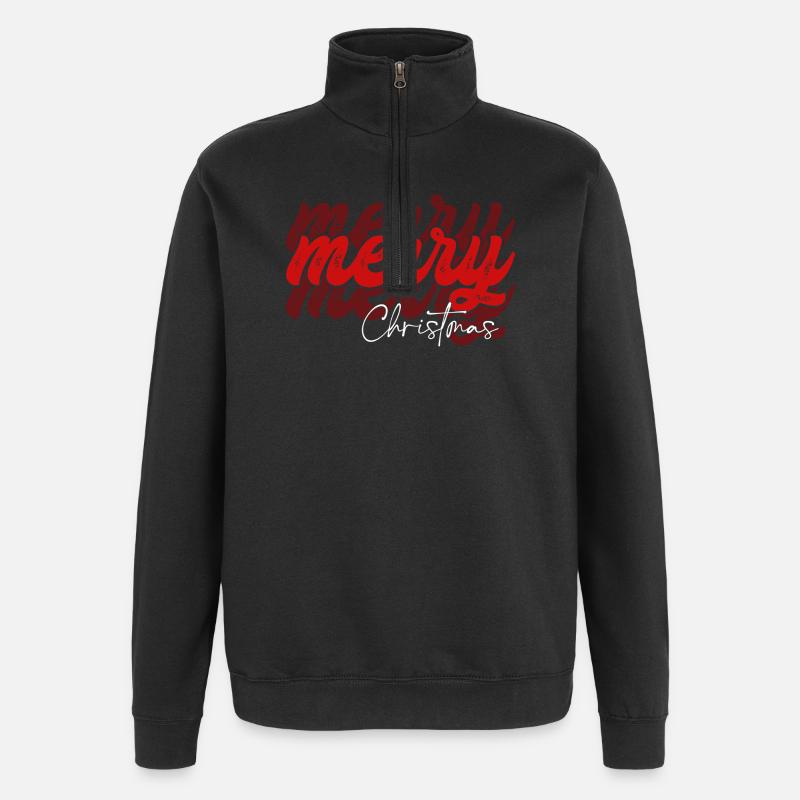 Overlapped Merry Christmas Script - Quarter-Zip Sweatshirt - black