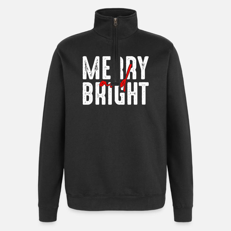 Merry and Bright Christmas Script - Quarter-Zip Sweatshirt - black