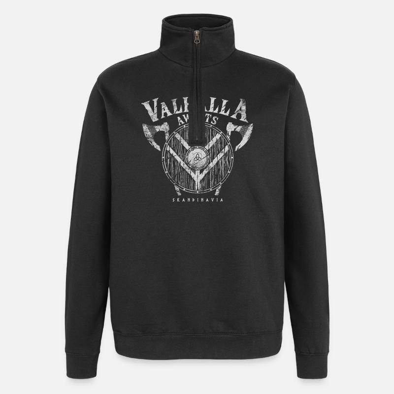 Valhalla Awaits - Quarter-Zip Sweatshirt - black
