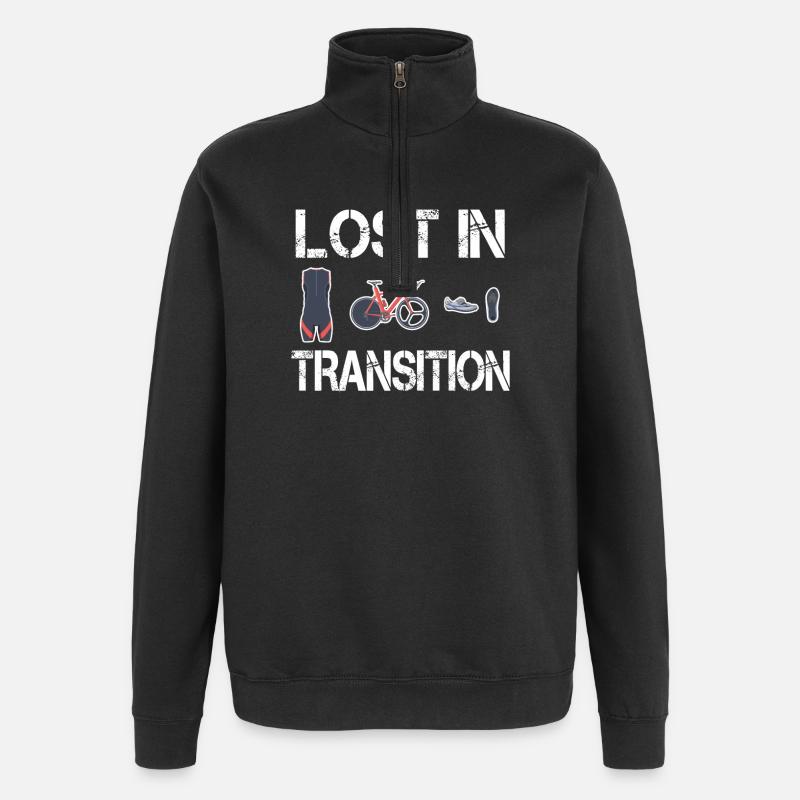 Triathlon triathlète perdu en transition - Sweat à zip 1/4 - noir