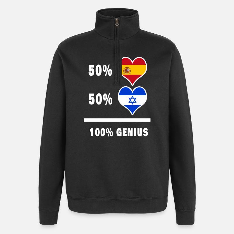Israel and Spain genius / gift - Quarter-Zip Sweatshirt - black