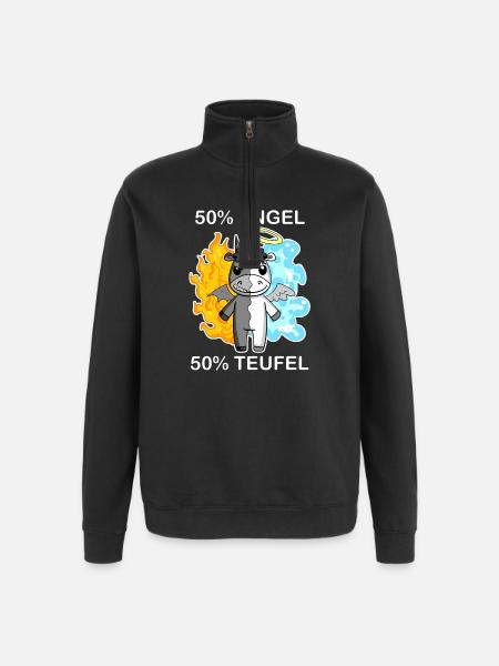 Esel - Engel und Teufel - Quarter-Zip-Sweatshirt - Schwarz