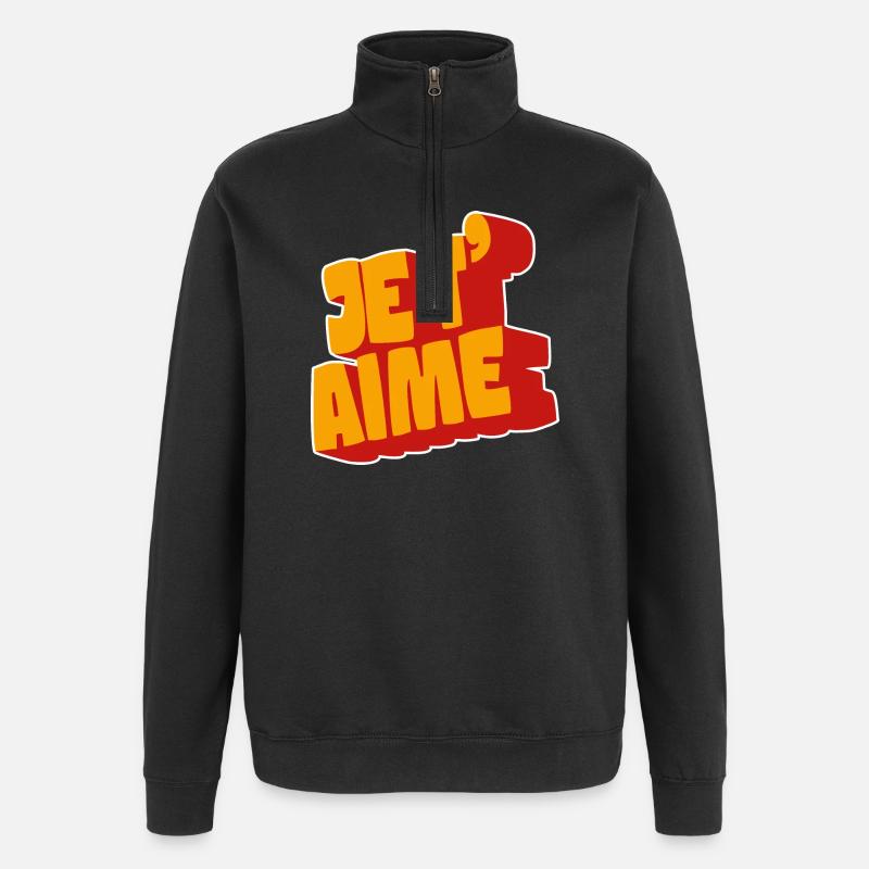 Je t’aime - Sweat à zip 1/4 - noir