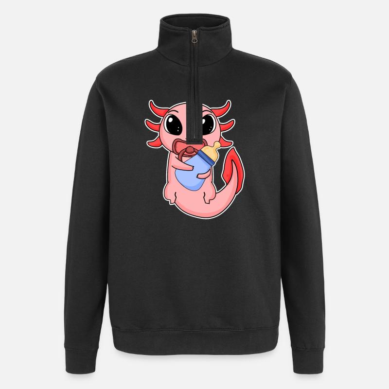 Bébé Axolotl - Sweat à zip 1/4 - noir