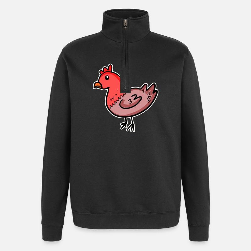 Bande dessinée de poulet - Sweat à zip 1/4 - noir