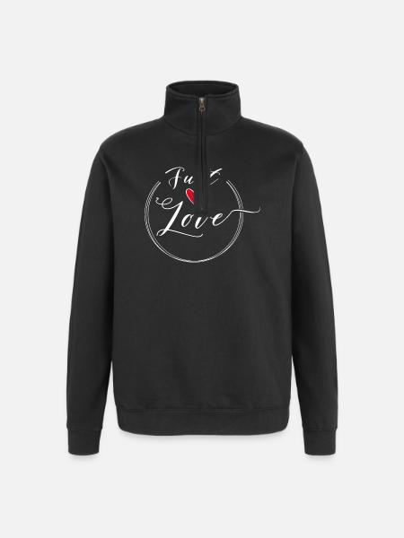 Just Love Heart Scripted Circle - Quarter-Zip Sweatshirt - black