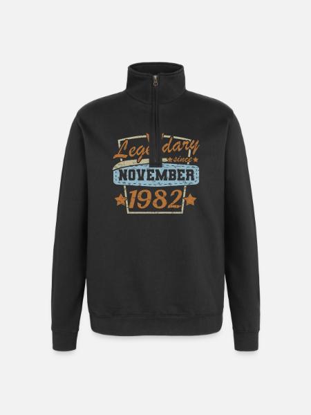 November 1982 Birthday Retro Birthday - Quarter-Zip Sweatshirt - black