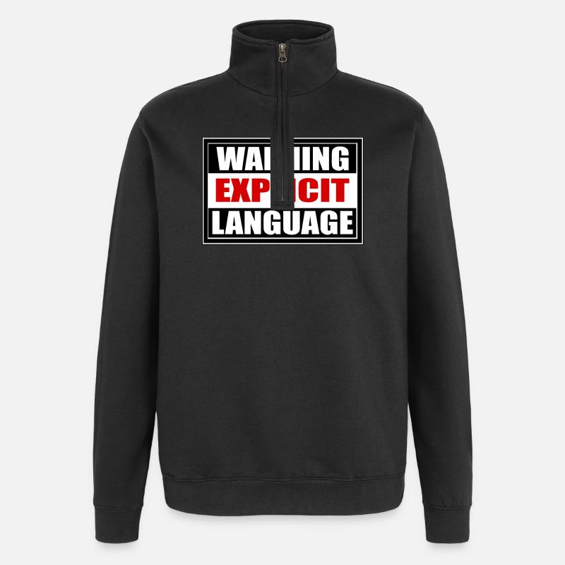 Attention coarse language - Quarter-Zip Sweatshirt - black