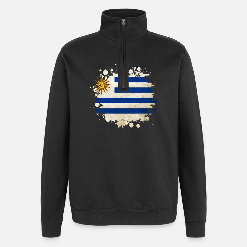 Uruguay Klecks Flag Design - Quarter-Zip Sweatshirt - black