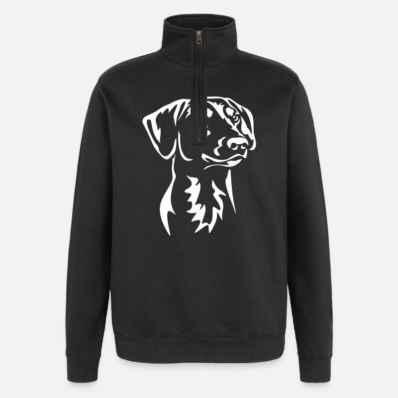 Deutscher Pinscher Kopf "Black Edition" - Quarter-Zip-Sweatshirt - Schwarz