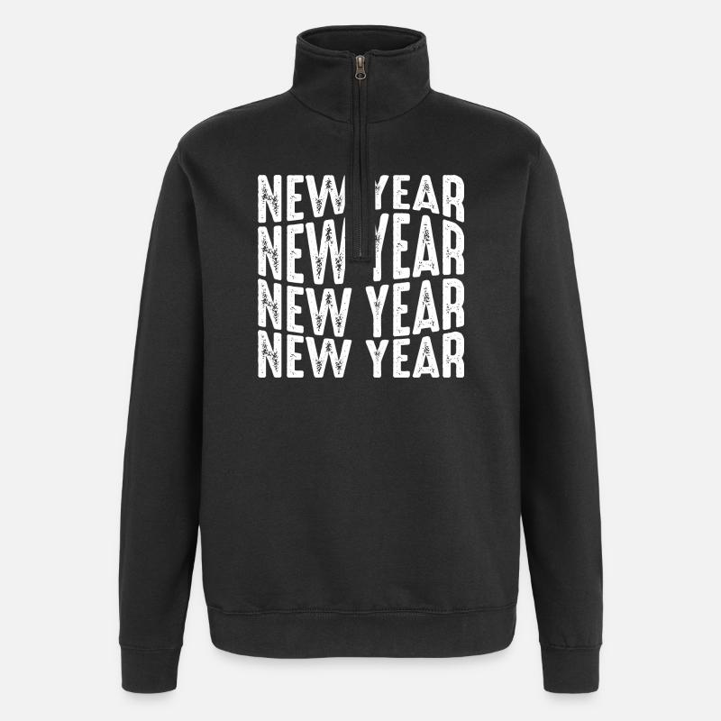New Year Repeated Text Pattern - Quarter-Zip Sweatshirt - black