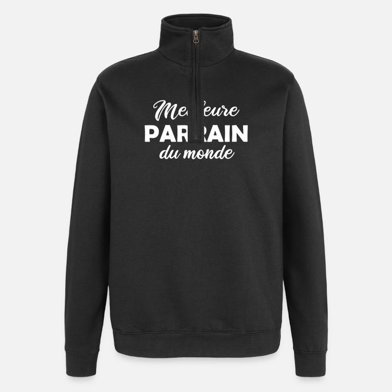 Meilleur Parrain du Monde - Sweat à zip 1/4 - noir