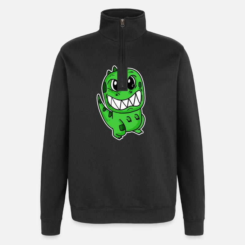 Angry little dinosaur - Quarter-Zip Sweatshirt - black