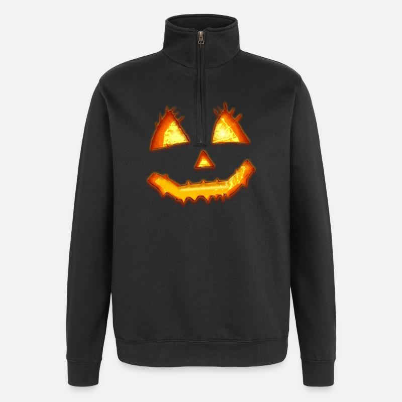 Kürbis - Quarter-Zip-Sweatshirt - Schwarz