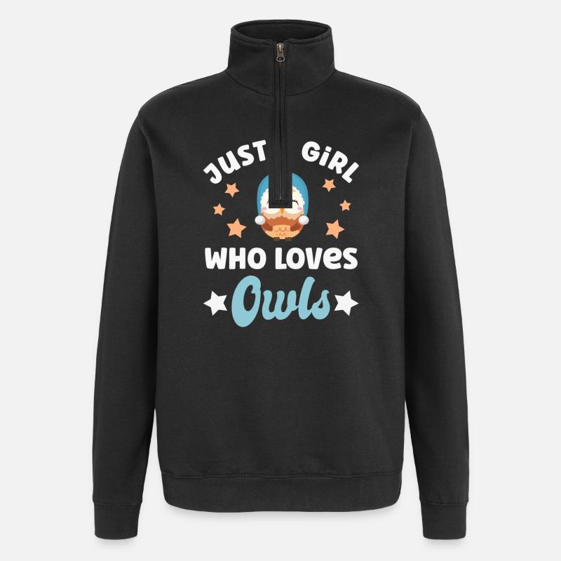 Hiboux hiboux - Sweat à zip 1/4 - noir