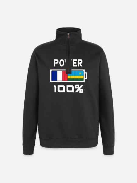 Rwanda et France Power 100 - Sweat à zip 1/4 - noir