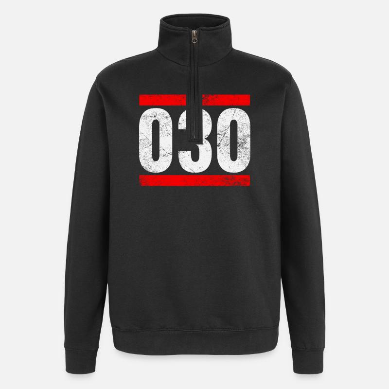 030 - Sweat à zip 1/4 - noir