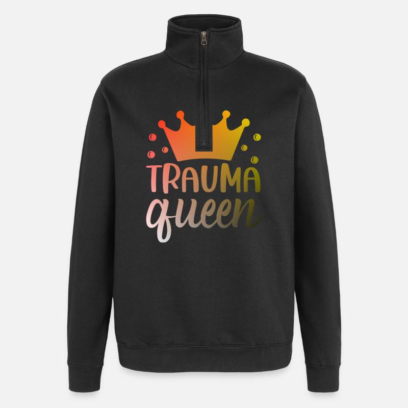 Trauma Queen Nurse - Quarter-Zip Sweatshirt - black