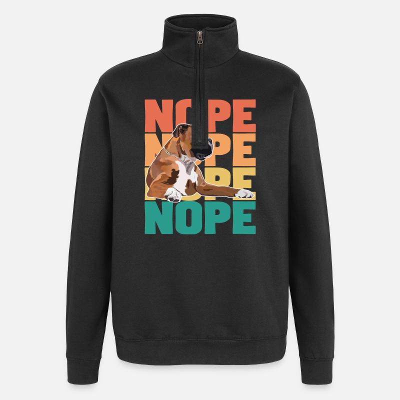 Boxerhund Nope - Quarter-Zip-Sweatshirt - Schwarz