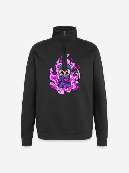 Ninja Mädchen in Rosa - Quarter-Zip-Sweatshirt - Schwarz