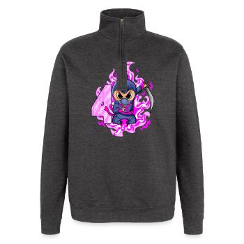 4th Birthday Girl 4 Years Old Ninja - Quarter-Zip Sweatshirt - charcoal grey - Front - AI Model Female 172 light (172cm) & AI Model Male 178 dark (178cm)