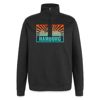 Pente de la silhouette de Hambourg - Sweat à zip 1/4 - noir - Devant - AI Model Female 172 light (172cm) & AI Model Male 178 dark (178cm)