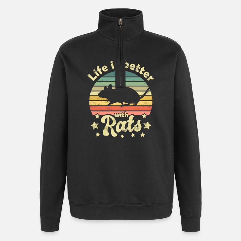 Rat rats - Sweat à zip 1/4 - noir