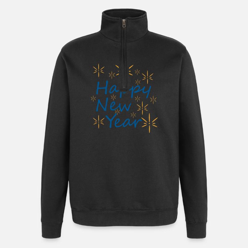 Nouvel An: Étoiles et Bonheur - Sweat à zip 1/4 - noir